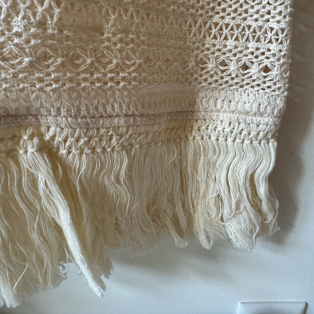 NWT- London Times Crochet Sleeveless Sheath Dress in Natural with Fringe Hem 6 - Picture 2 of 13
